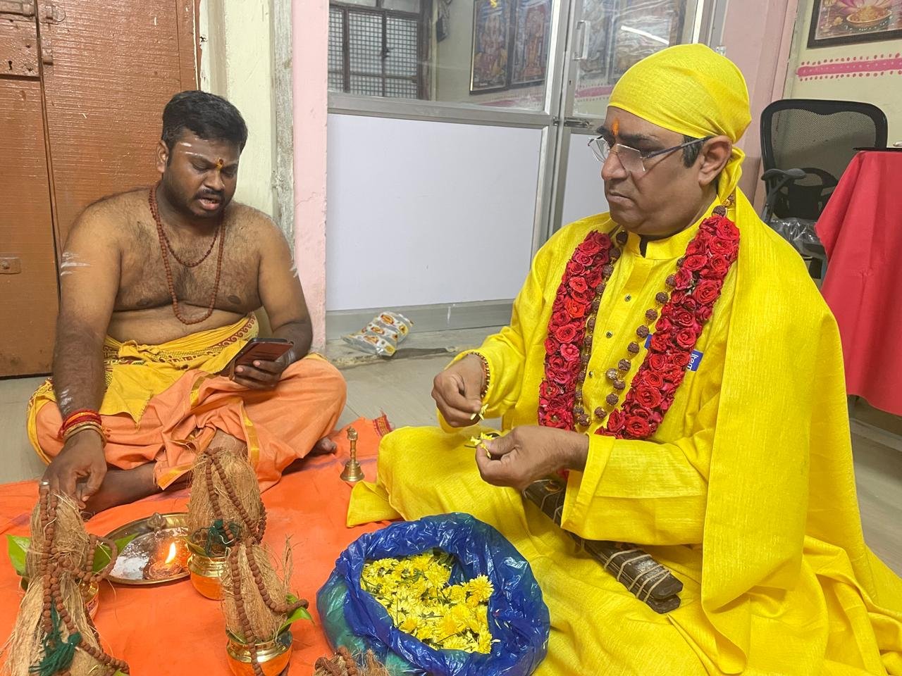 A traditional ritual being performed at the practice