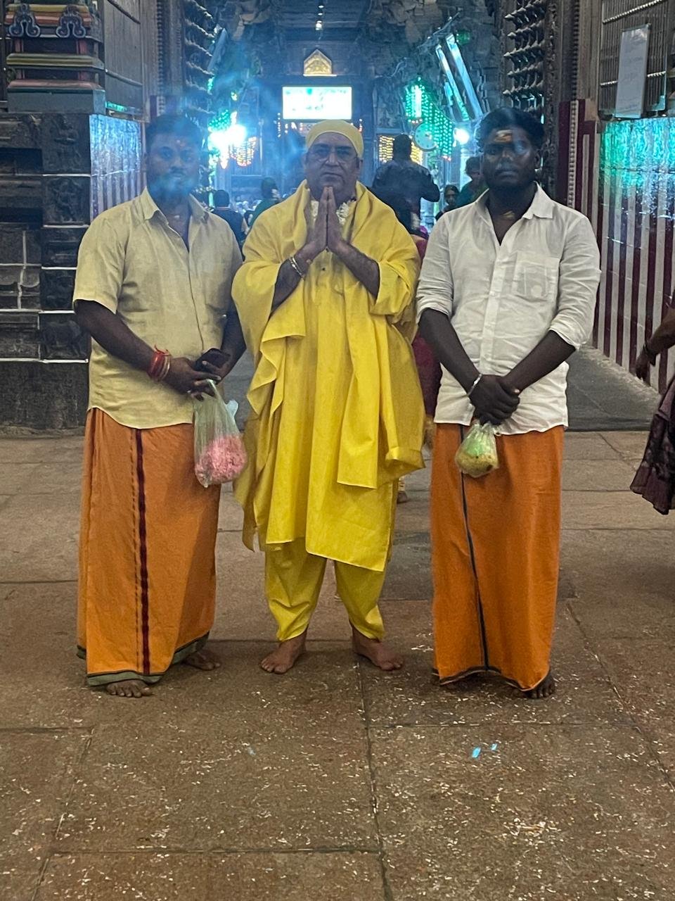 Guruji with a visiting guest inside the temple